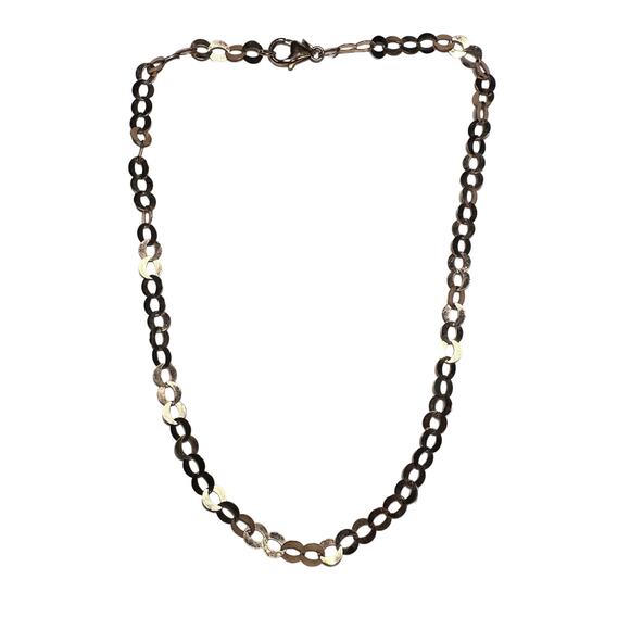 Milor Italy Vintage Goldtone Bronze Flat Link Chain Necklace - Picture 1 of 3